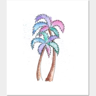 Summer Watercolor Palm Trees Posters and Art